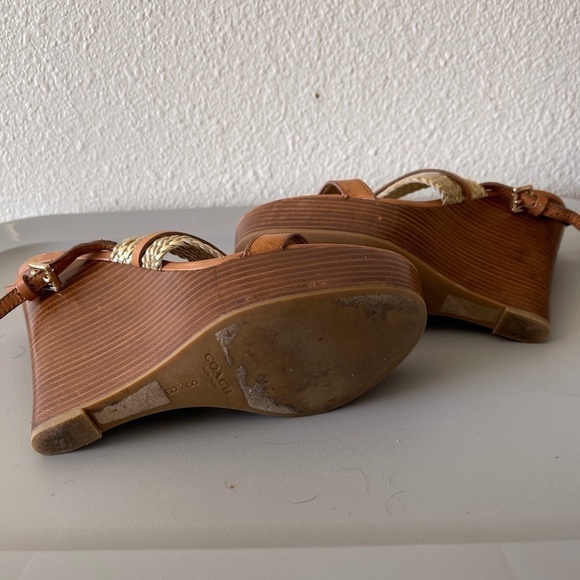Coach Beatriz Gold Strap Platform Sandals - Picture 6 of 7